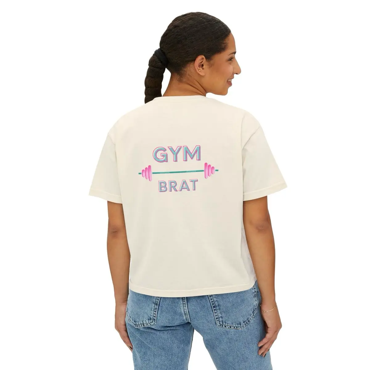 Gym Brat Cropped Shirt - Ivory Back