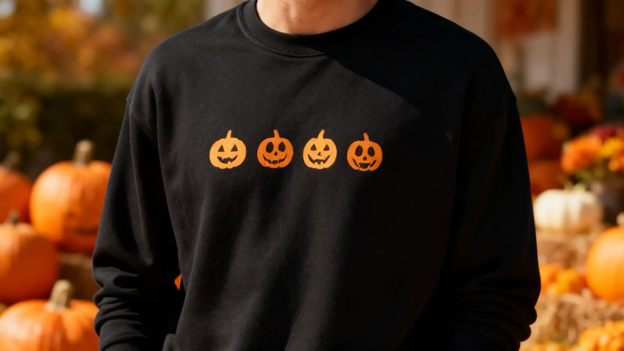 Pumpkin Sweater - Black On Model